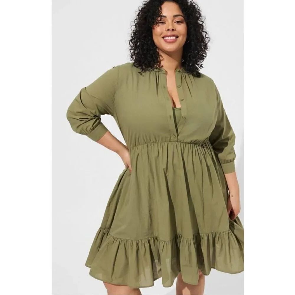 NWT Torrid Mini Viole Mandarin Dress in Olivine
